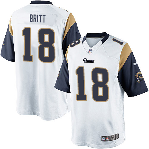 Men's Limited Kenny Britt Nike Jersey White Road - #18 NFL Los Angeles Rams